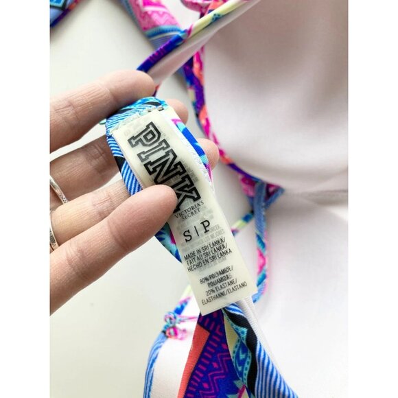 Lot of 5 PINK by VICTORIA'S SECRET Pink Chevron Striped Bikini Tops, Size S - Picture 3 of 16